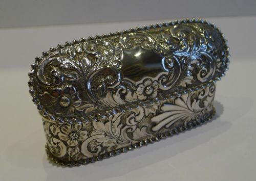 Pretty Antique English Sterling Silver Ring Box - Victorian