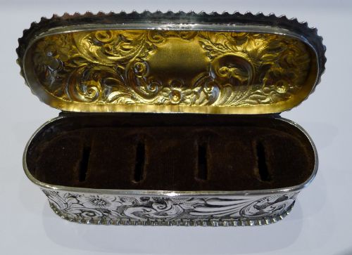 fig 1. Pretty Antique English Sterling Silver Ring Box - Victorian