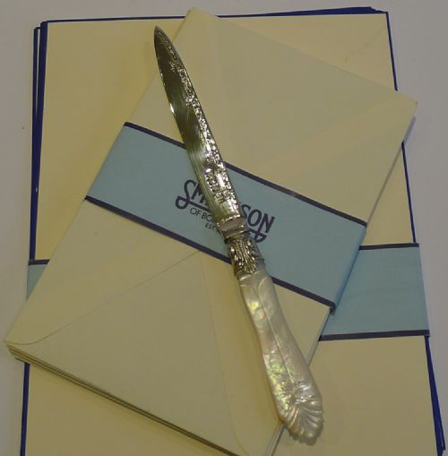 English Sterling Silver & Mother of Pearl Letter Opener - Sheffield 1922