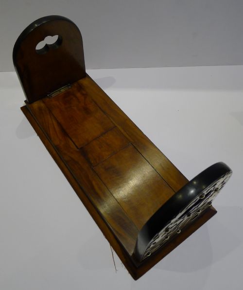 fig 1. Antique English Walnut Expanding Book Slide - Brass Mounted c.1860
