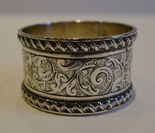 Antique English Sterling Silver Napkin Ring - Victorian - 1896