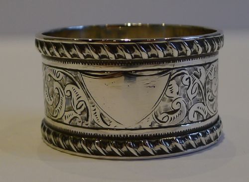 fig 1. Antique English Sterling Silver Napkin Ring - Victorian - 1896