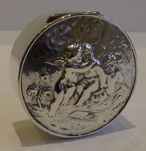 Stunning Antique English Sterling Silver Jewellery Box - 1901 - Cherubs