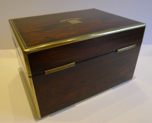 fig 1. Antique English Brass Bound Rosewood Jewellery Box c.1850