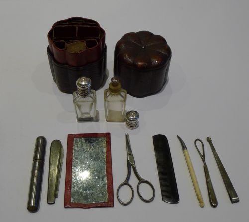 Antique English Leather Cased Etui - Regency, C.1820