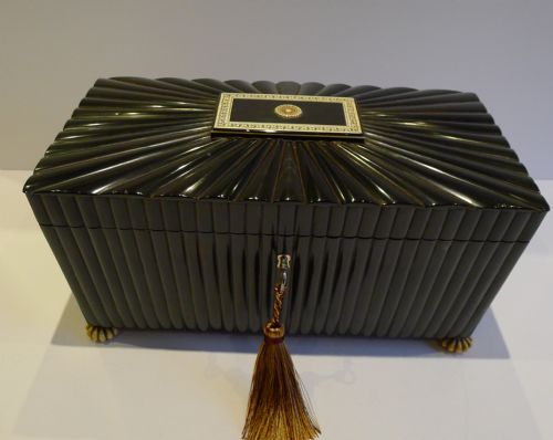 fig 1. Grand Anglo-Indian Carved Buffalo Horn Vizagapatam Tea Caddy c.1840