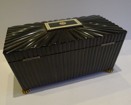 fig 2. Grand Anglo-Indian Carved Buffalo Horn Vizagapatam Tea Caddy c.1840