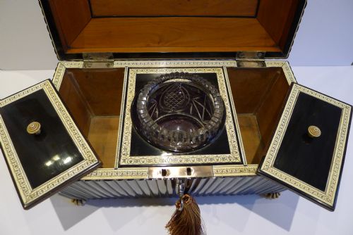 fig 3. Grand Anglo-Indian Carved Buffalo Horn Vizagapatam Tea Caddy c.1840
