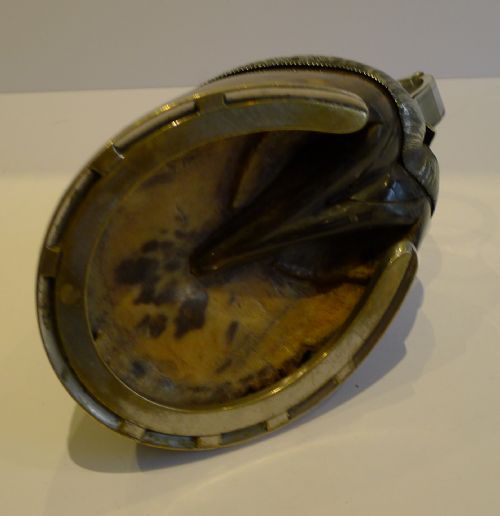 fig 1. Grand Pair English Victorian Horse Hoof Desk Accessories - Chamberstick & Bell c.1890