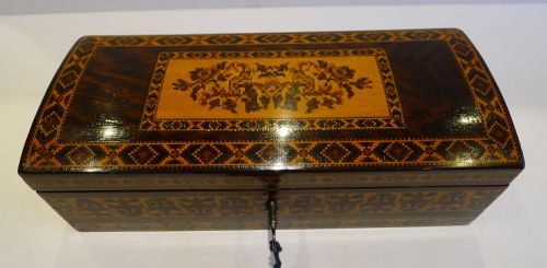 Stunning Antique English Rosewood & Tunbridge Ware Glove Box C.1860