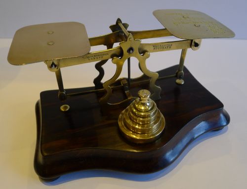 Antique English Coromandel Letter / Postal Scales by C.1880