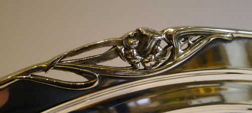 fig 1. Stylish Antique English Art Nouveau Platter by William Hutton - Daffodils c.1905