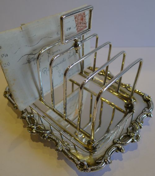 Wonderful Antique English Silver Plate Toast Rack / Letter Holder C.1900