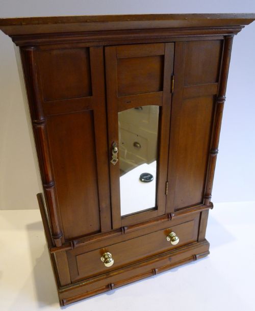 Charming Antique English Pine, Satin Birch Doll's Wardrobe C.1900