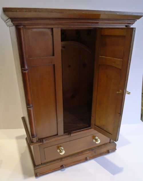 fig 1. Charming Antique English Pine, Satin Birch Doll's Wardrobe c.1900