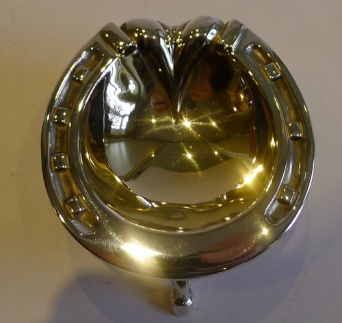 fig 1. Pair Antique English Equestrian Horseshoe Open Salts With Spoons by Roberts & Belk c.1890
