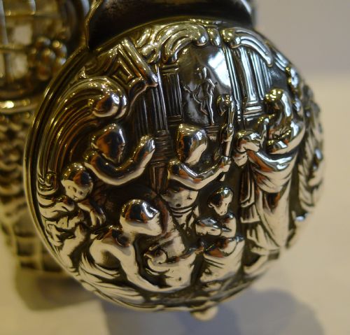 fig 1. Large Antique English Cut Crystal & Sterling Silver Perfume Bottle by William Comyns - 1898