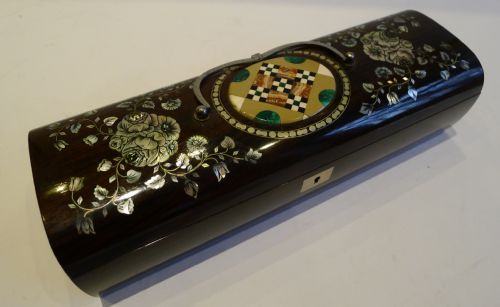Antique Inlaid Rosewood, Mother of Pearl & Sprudelstein Box - Signed Julius Sebert C.1890