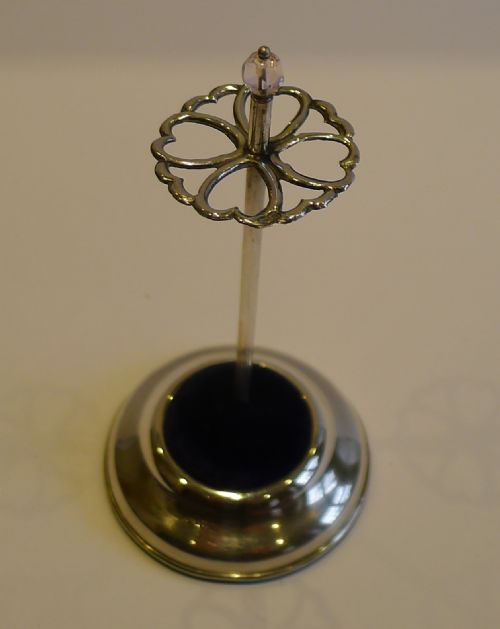 Antique Sterling Silver Hatpin Stand - Hearts - Chester 1920