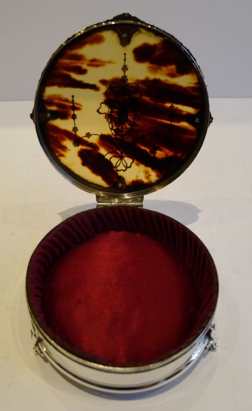 fig 2. Stunning Antique English Sterling Silver & Tortoise Shell Jewellery Box - 1910