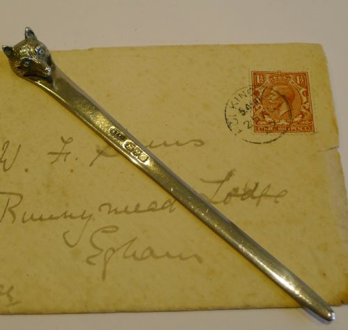 Sterling Silver Combined Letter Opener / Bookmark - Fox - Chester 1909