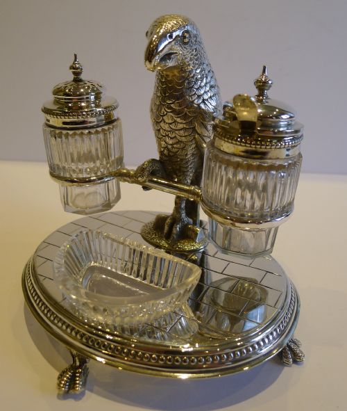Charming Antique English Figural Cruet Set in Silverplate - Registered 1874