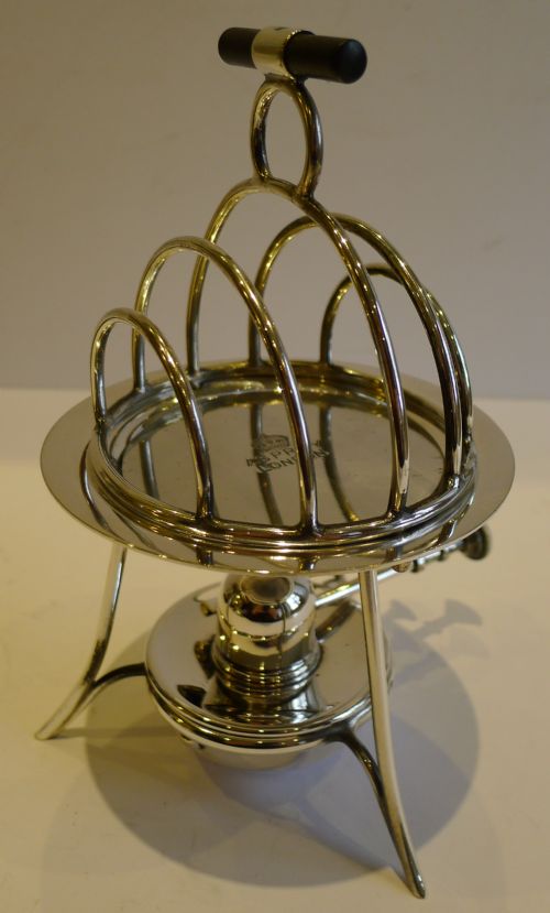 fig 1. Rare Antique Asprey & Co. English Toast Rack With Burner and Hotplate - Reg. For 1911