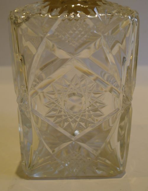fig 1. Handsome English Cut Crystal & Sterling Silver Perfume or Scent Bottle - 1915
