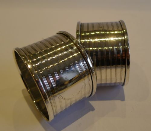 Handsome Pair English Sterling Silver Napkin Rings