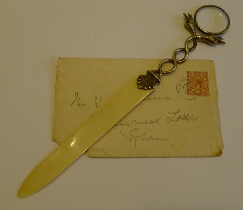 Antique English Figural Combined Letter Opener / Magnifying Glass C.1880