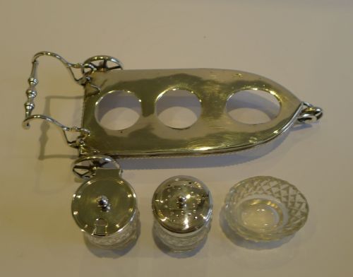 fig 1. Antique English Novelty Silver Plated Cruet Set - Cart, c.1890