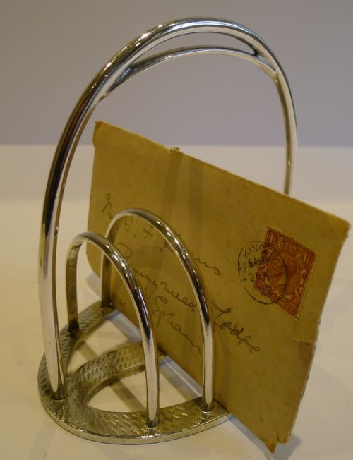 Antique English Toast Rack / Letter Holder - Equestrian Stirrup by Martin Hall C.1890