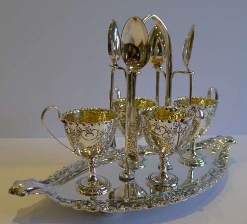 Magnificent Antique English Silver Plated Egg Cruet by Walker & Hall C.1900
