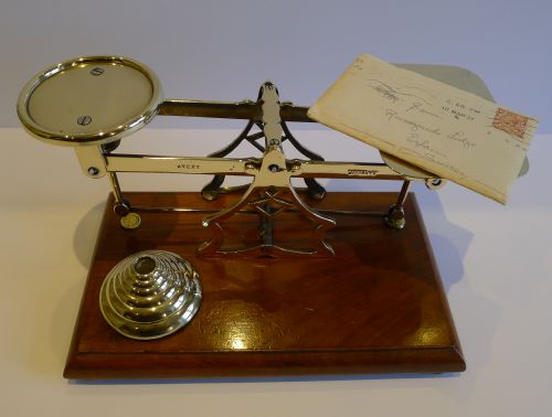 Large English Victorian Mahogany Brass & Postal or Letter Scale by Avery C.1880