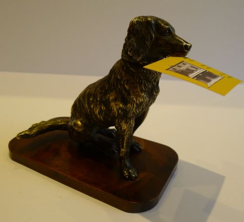 Charming & Rare Antique English Bronze Dog Paper Clip C.1880