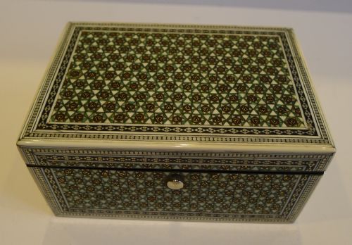 Rare Antique Anglo Indian Sadeli Mosaic Miniature Writing Slope / Lap Desk C.1840