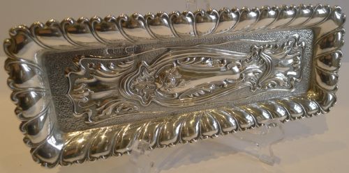 Antique English Sterling Silver Pen Tray - Art Nouveau - 1904