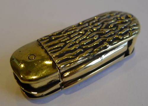 Unusual Antique English Figural Brass Vesta Case - Penknife / Pocket Knife C.1890