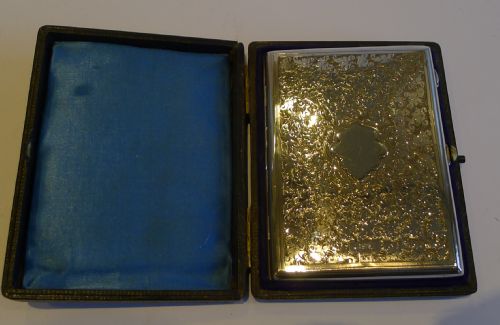 fig 1. Antique English Sterling Silver Card Case in Original Presentation Case - 1893