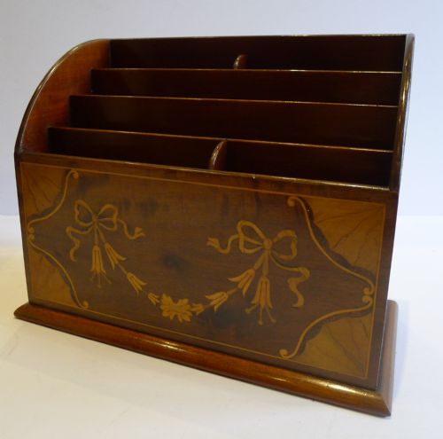fig 1. Pretty Antique English Inlaid Mahogany Letter or Stationery Holder c.1890