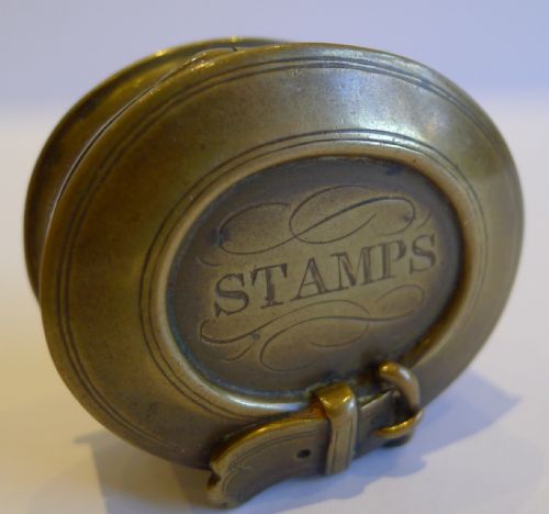 Antique English Brass or Bronze Postage Stamp Box C.1860