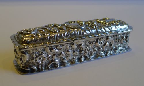 fig 1. Antique English Sterling Silver Ring Box for Two Rings - 1901
