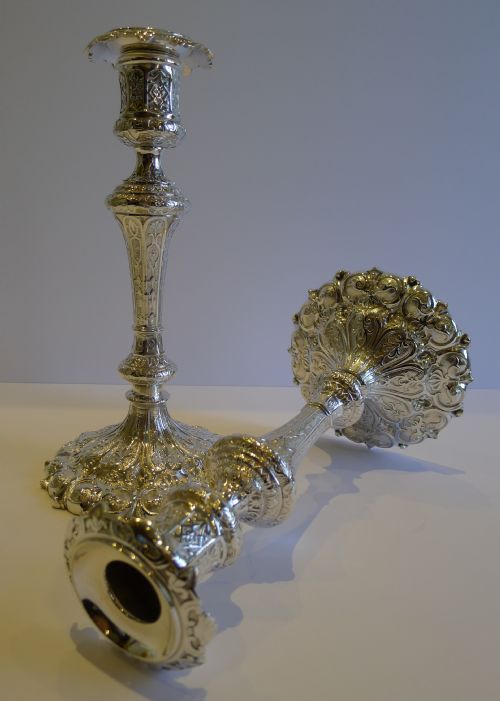 Top Notch Antique English Silver Plated Candlesticks by Elkington - 1859