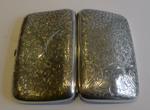 Large Antique English Sterling Silver Cigar Case by Walker & Hall - 1903