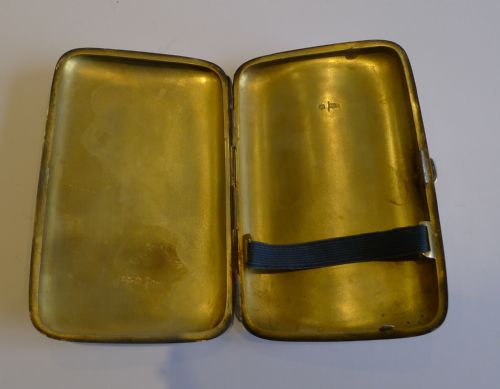 fig 1. Large Antique English Sterling Silver Cigar Case by Walker & Hall - 1903