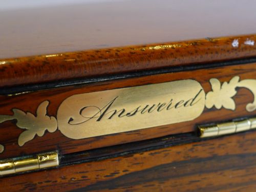 fig 2. Rare English Regency Letter Box - Rosewood With Cut Brass Inlay c.1820