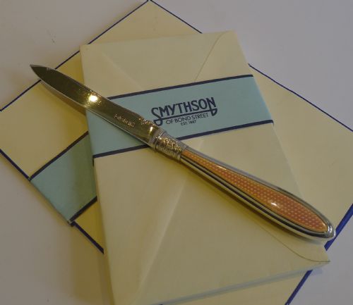 Fabulous Sterling Silver & Guilloche Enamel Letter Opener - 1907