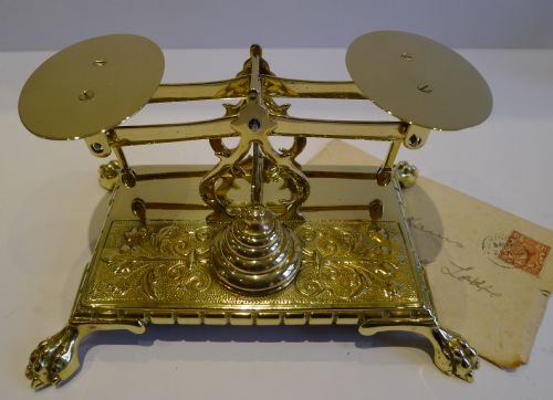 Fabulous Antique English Brass Postage Scale C.1885 - Lion's Paw Feet