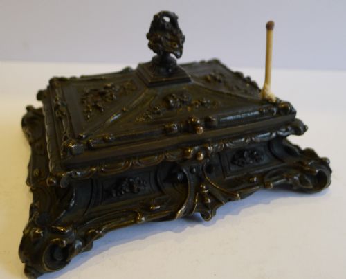 Stunning Antique English Bronze Desk-top Sealing Wax Box C.1850