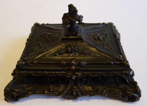 fig 1. Stunning Antique English Bronze Desk-Top Sealing Wax Box c.1850